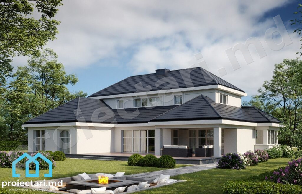 Proiect casă spațioasă cu mansardă 570m²