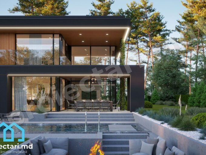 Proiect casă-vilă modernă 410m² cu etaj