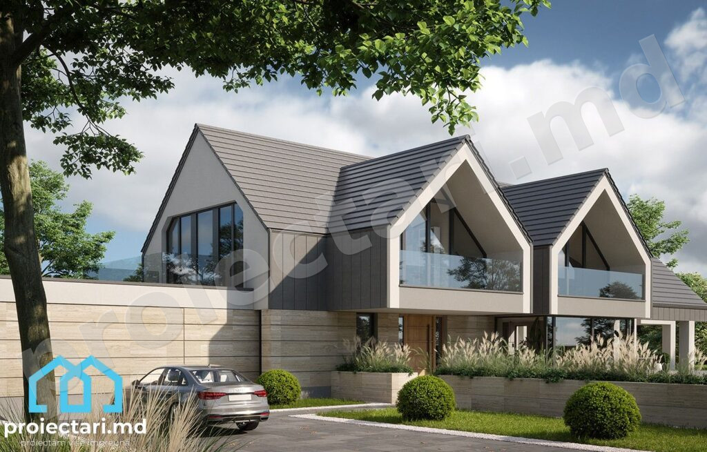 Proiect de casă Barnhouse cu mansardă modernă