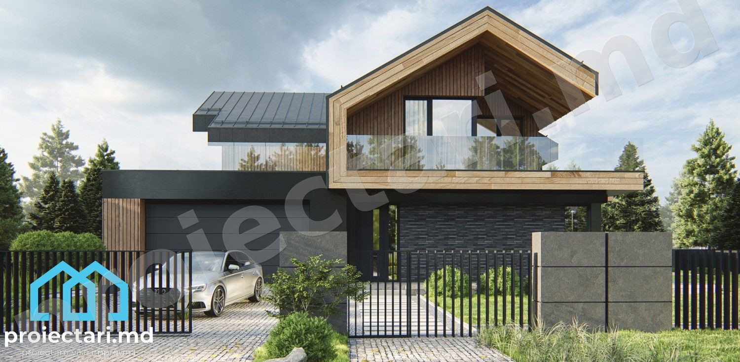 Proiect de casă cu mansardă 240m²