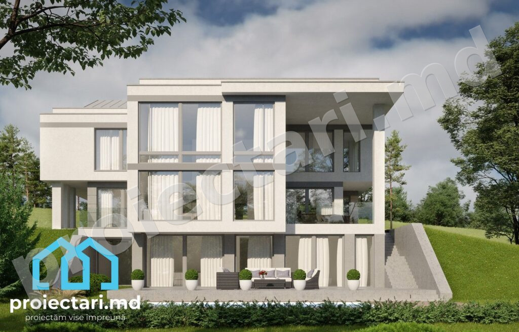 Proiect de casa high tech cu vitralii mari