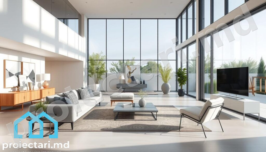 Amenajare living în stil minimalist