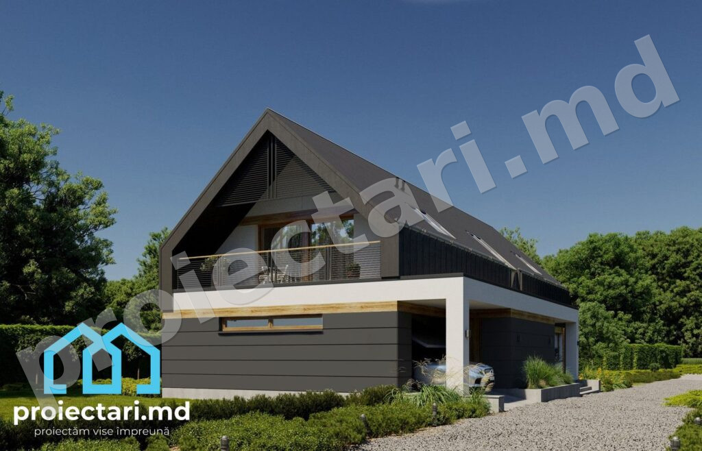 Arhitectură casă barnhouse cu mansardă