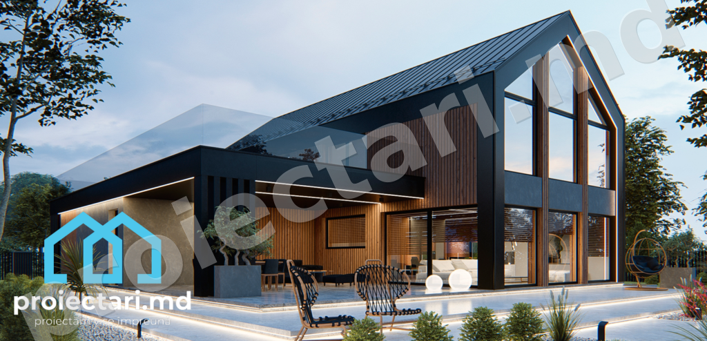 Casă Barnhouse cu mansardă și garaj