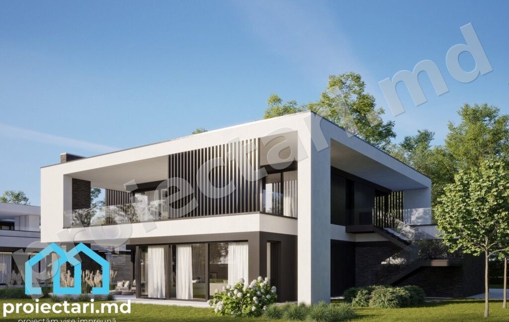 Case cu acoperiș plat și design minimalist