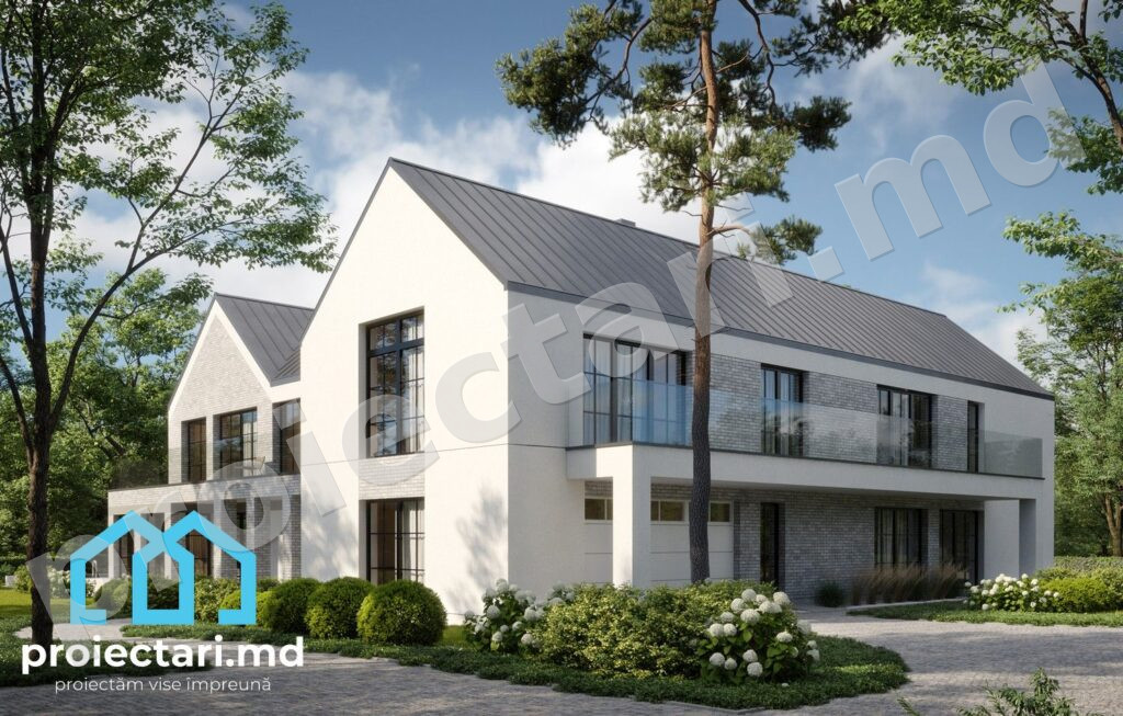 Design Barnhouse cu mansardă și living panoramic
