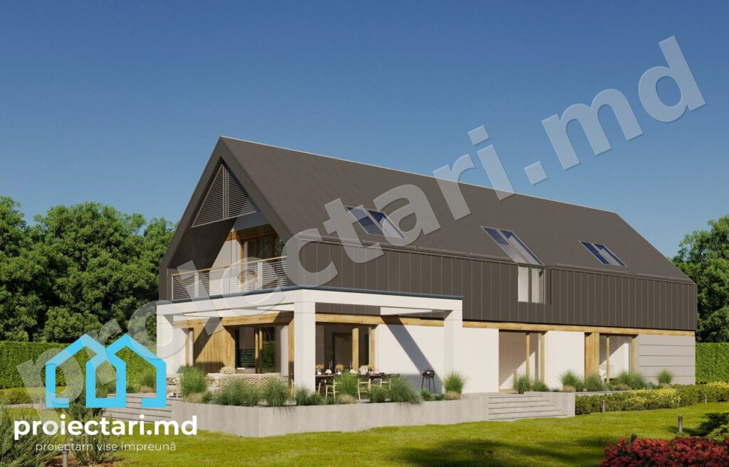 Design modern casă barnhouse cu mansardă