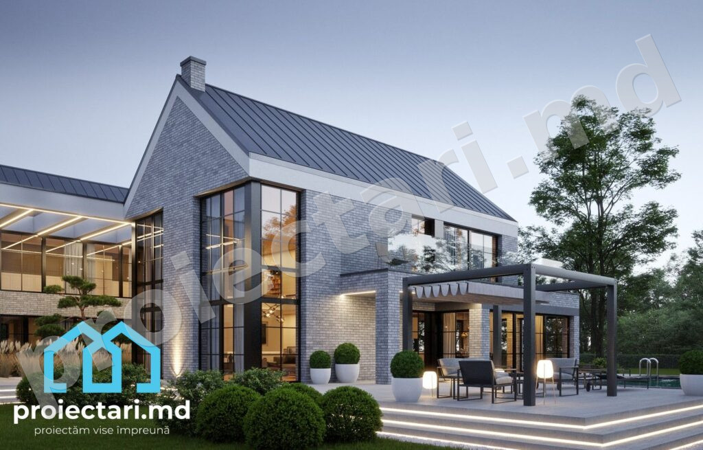 Proiect Barnhouse cu mansardă și living pe două nivele
