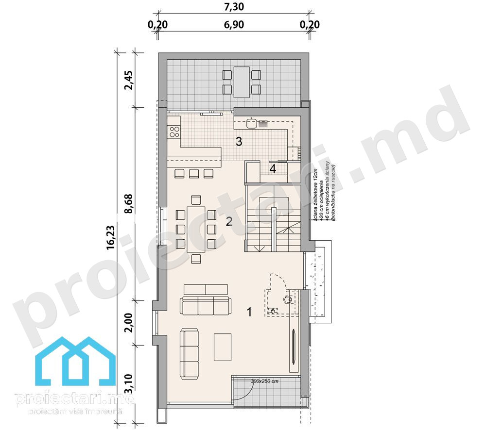 Proiect Barnhouse cu mansardă și living spațios