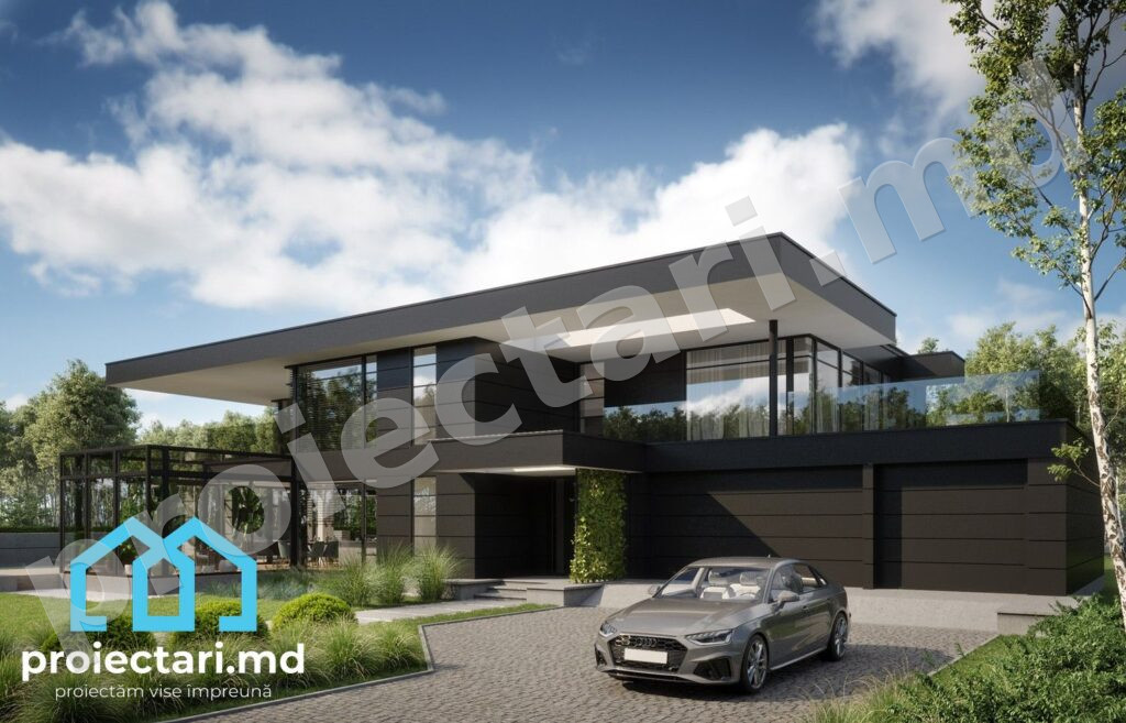 Proiect casă cu vitralii mari și lumină naturală