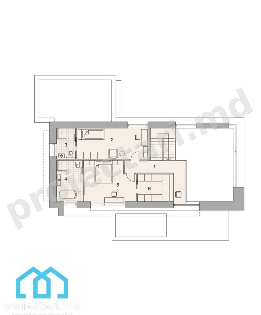 Proiect de casă high-tech 190m² cu 4 dormitoare