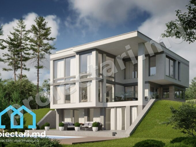 Proiect de casa high tech cu vitralii mari