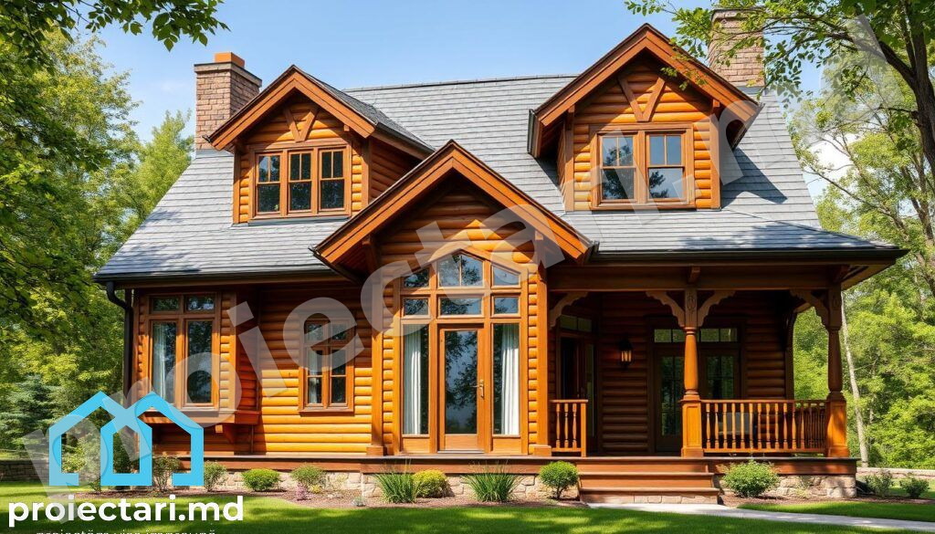 Proiecte case din lemn cu mansardă peste 250m²