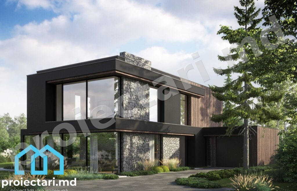 Proiecte de case high-tech 190m² cu etaj