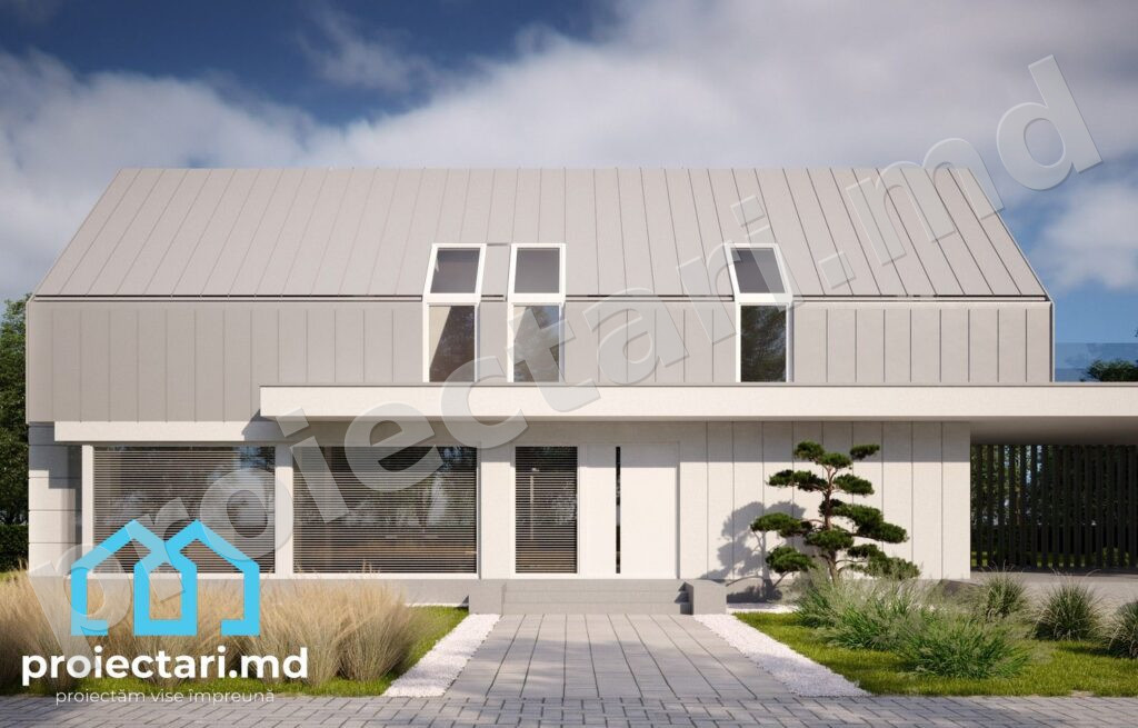 Casă cu mansardă 4 dormitoare design modern
