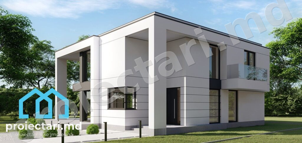 Casă high-tech cu living spațios și 3 dormitoare
