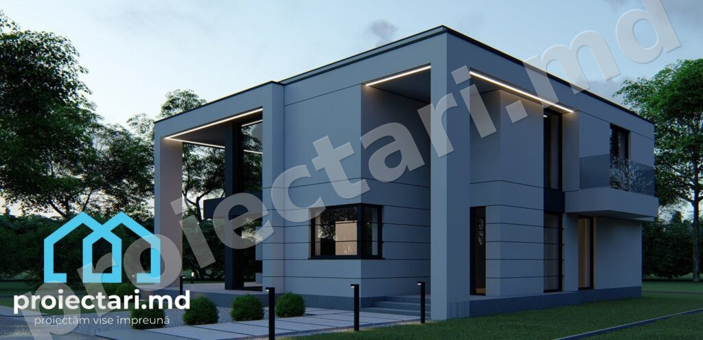 Casă modernă cu 3 dormitoare și sisteme smart home
