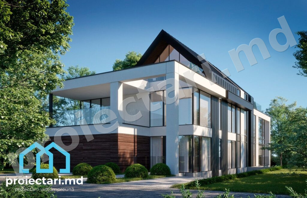 Case cu 3 nivele și mansardă și living open-space