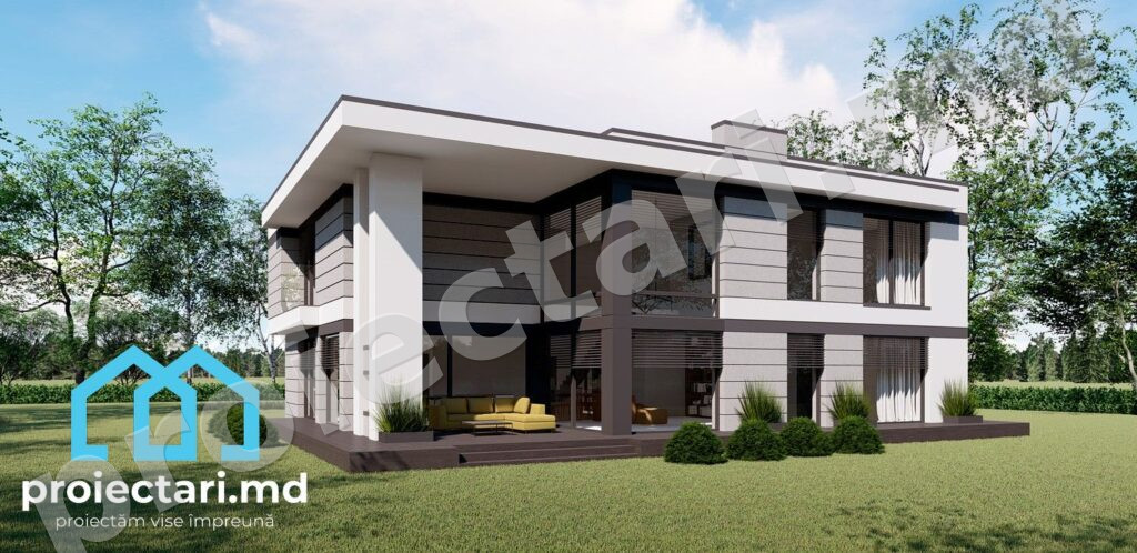 Design casă cu acoperiș plat