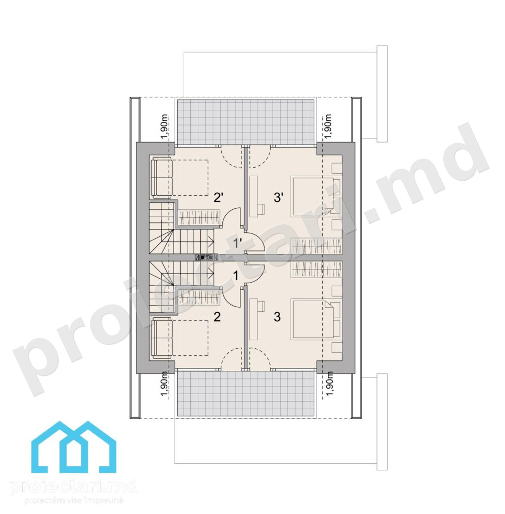 Design casă de lemn cu mansardă