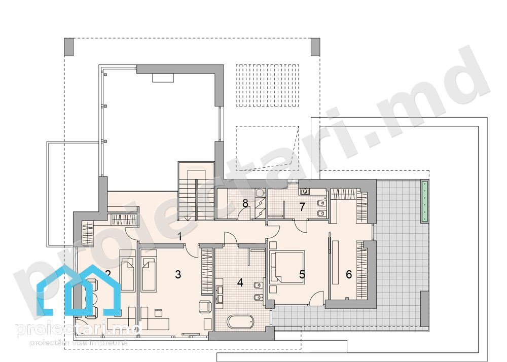 Plan etaj casa high-tech