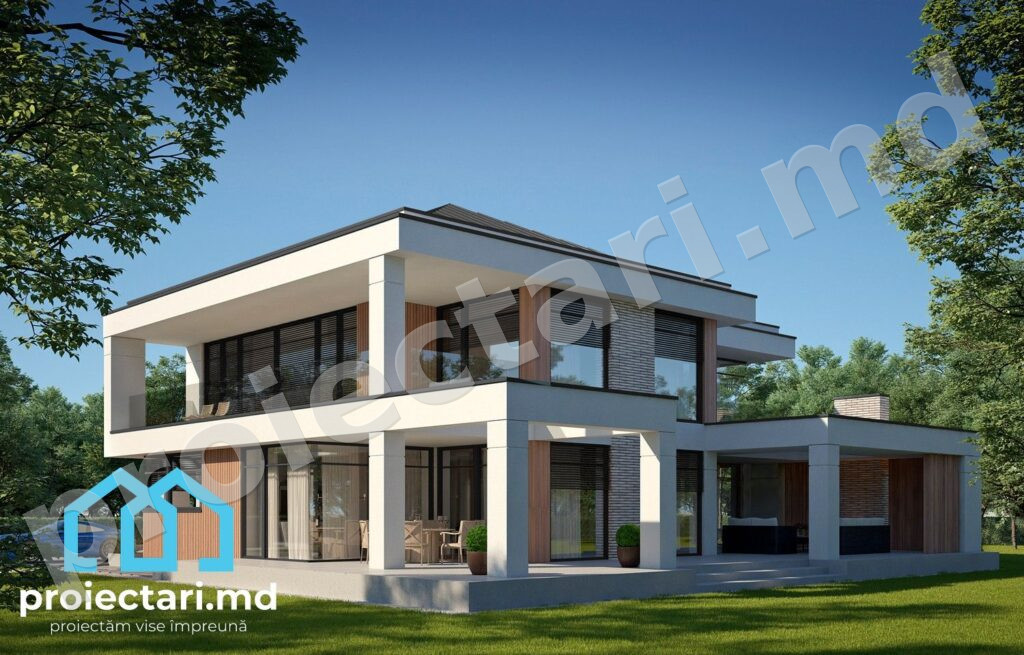 Proiect casă cu 2 nivele și living open-space