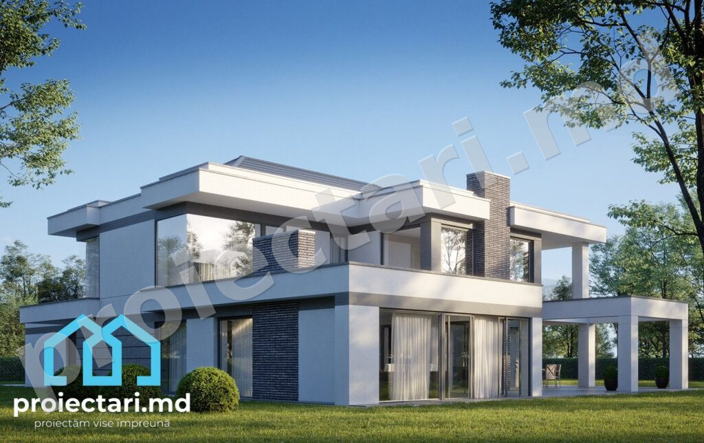 Proiect casă cu etaj cu balcon panoramic