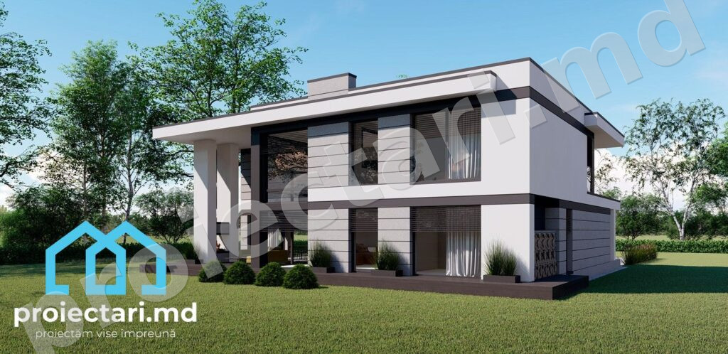 Proiect casă minimalistă cu acoperiș plat