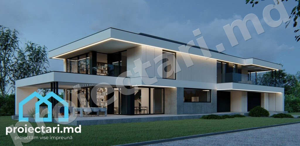 Proiect casă minimalistă cu acoperiș plat