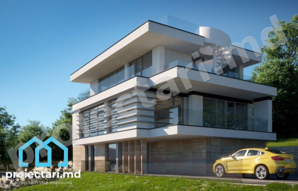 Proiect casă modernă cu acoperiș plat
