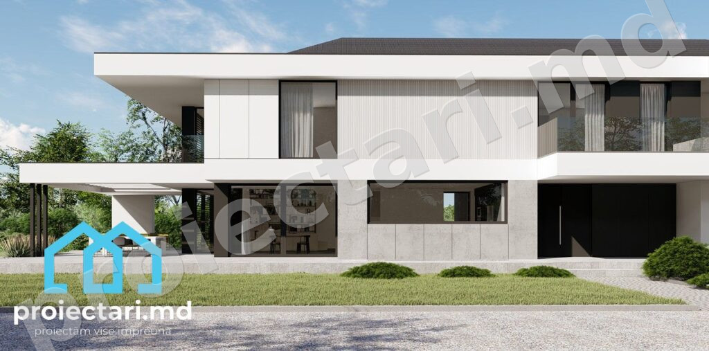 Proiect casă modernă cu acoperiș plat