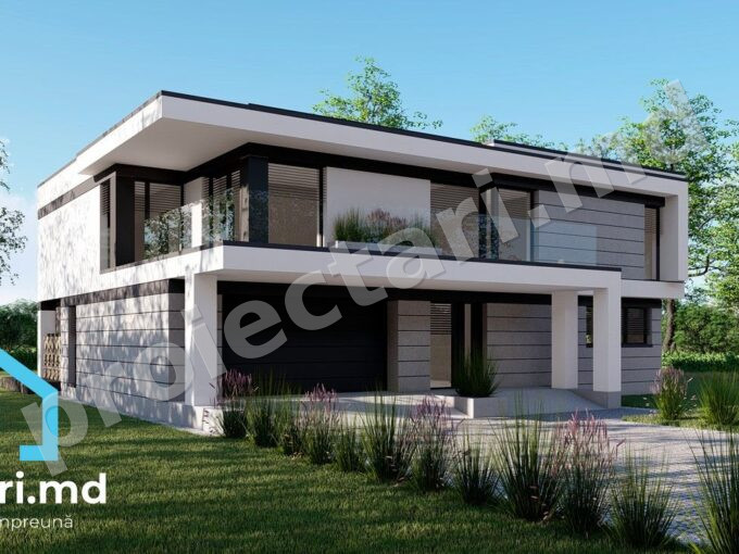 Proiect casă modernă cu acoperiș plat