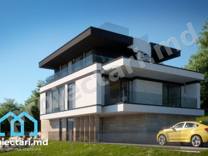 Proiect de casă High-Tech cu etaj și demisol