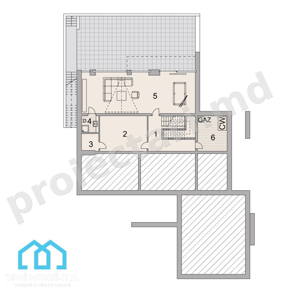 Case cu 3 etaje și living open-space