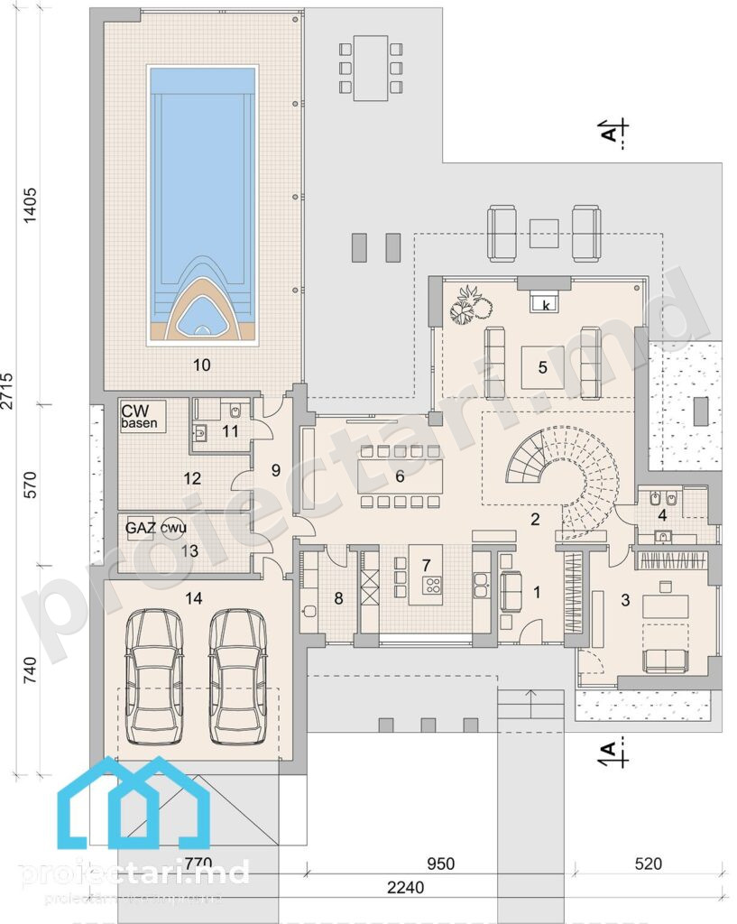 parter Proiect de casa cu etaj 428m2