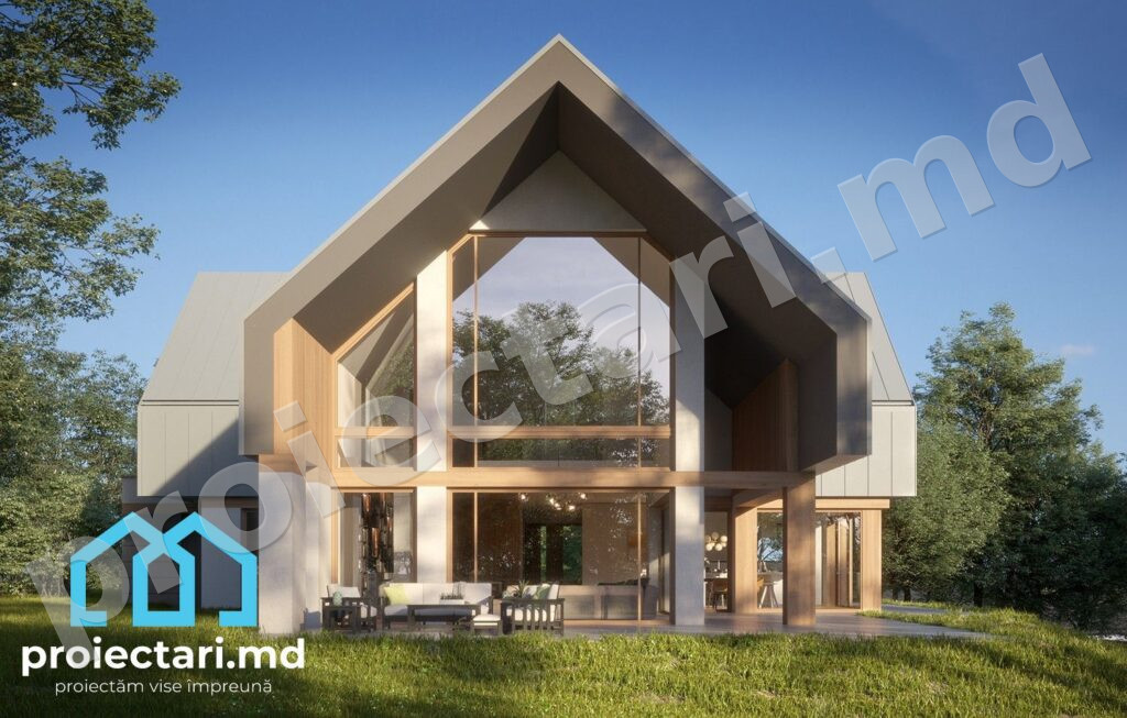 Casă Barnhouse cu mansardă și balcon