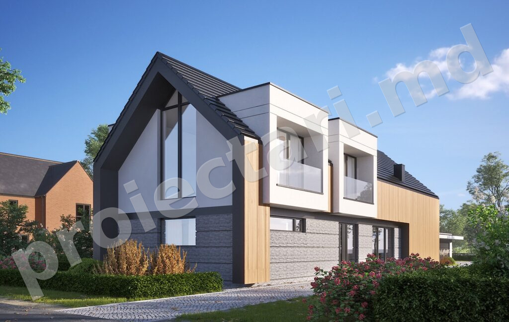 Casă Barnhouse cu mansardă și balcon