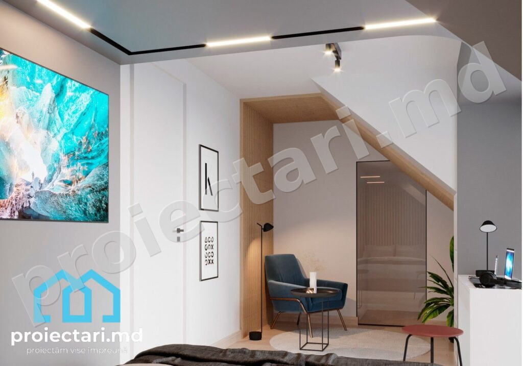 Design interior zona de lucru dormitor