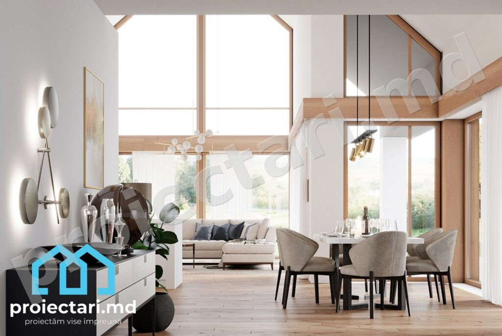 Design sufragerie Proiect Barnhouse cu mansardă și terasă
