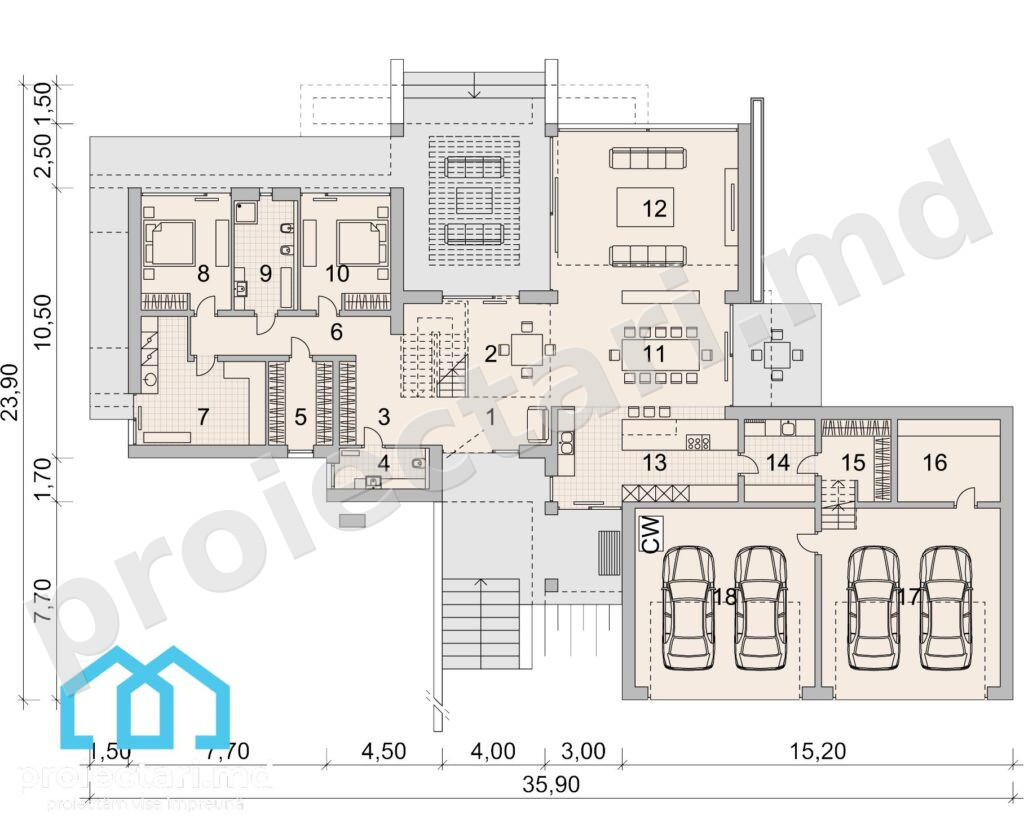 Parter Proiect Barnhouse modern cu mansardă