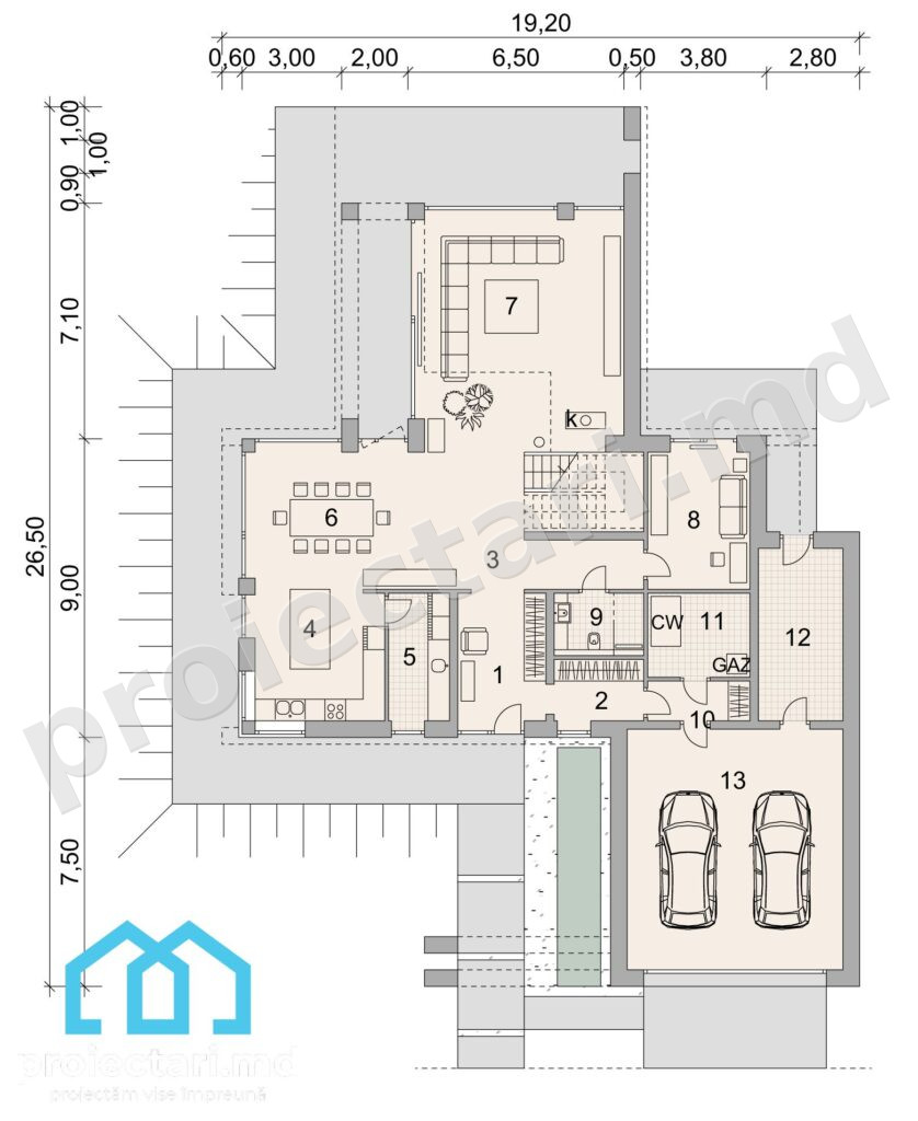 Plan casă Barnhouse cu mansardă (2)