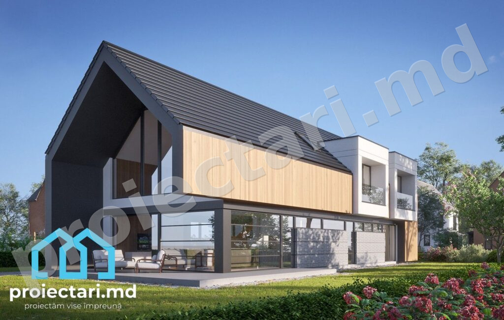 Proiect Barnhouse cu mansardă și 3 dormitoare
