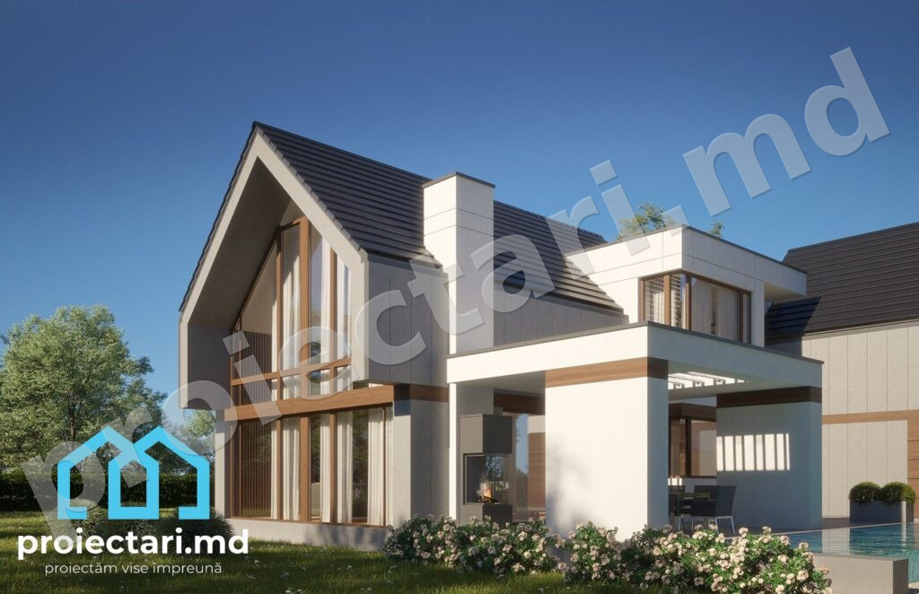 Proiect Barnhouse cu mansardă și 3 dormitoare