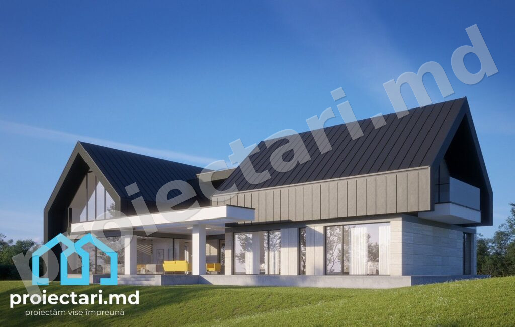 Proiect Barnhouse cu mansardă și garaj