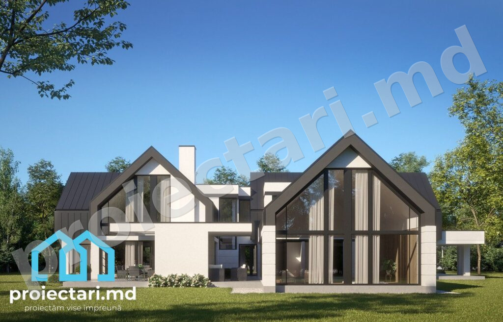 Proiect Barnhouse cu mansardă și garaj
