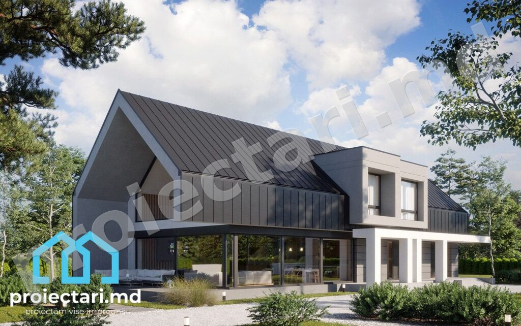 Proiect Barnhouse cu mansardă și garaj