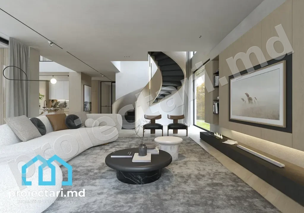 Proiect casă cu acoperiș plat 215m²