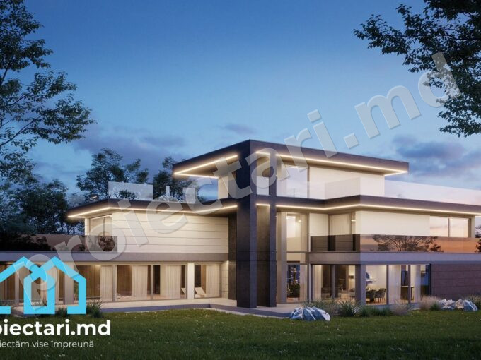 Proiect de casă high-tech cu 3 nivele 1030m2
