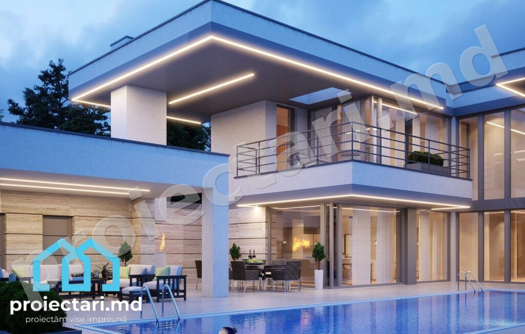 Proiect de casa high - tech cu etaj 300m2