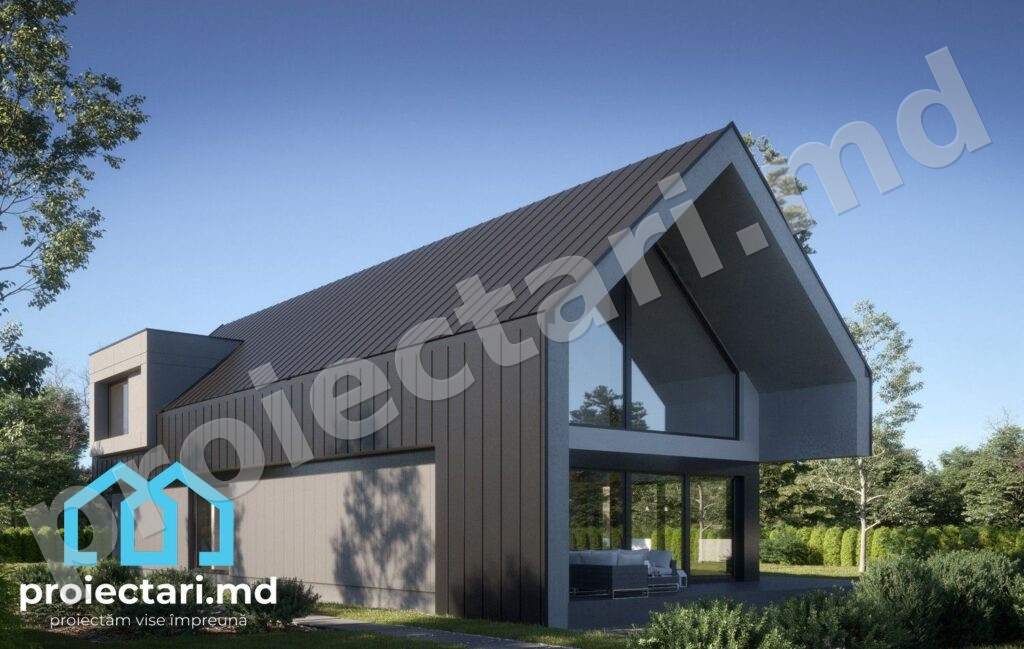 Proiect de casa pentru teren ingust cu mansarda 221m2 (3)